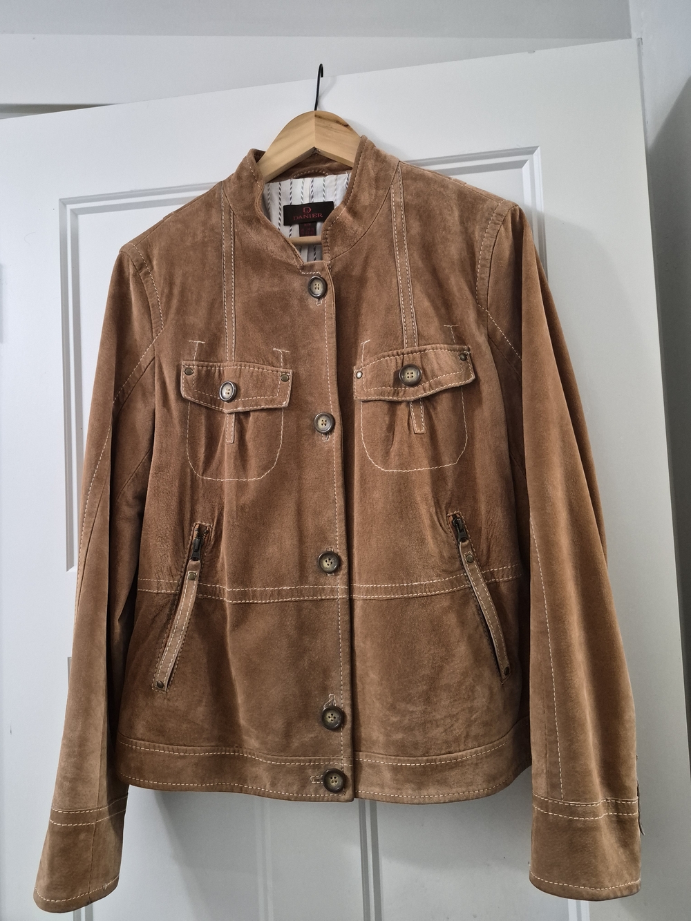 Danier Brown Suede Button-Front Leather Jacket